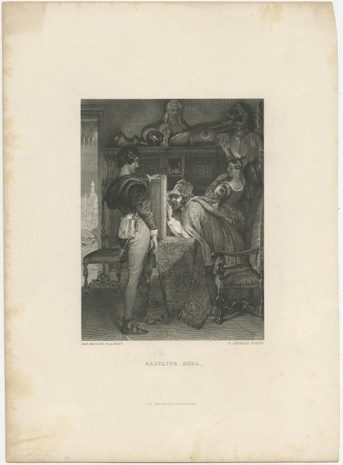 Old Steel Engraving of Salvator Rosa, an Italian Baroque Painter and Poet, c1890, view 2