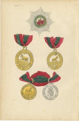 Orders of Anhalt, Albert the Bear Insignia, Plate I, Wood Engraving, 1844, view 2