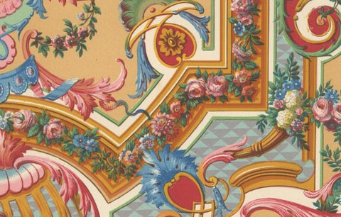 18th Century French Ceiling Design, Rococo Floral and Architectural Ornament, close-up 3