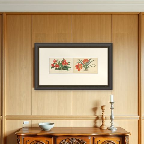Vibrant Orchid and Clivia: A Botanical Duo from Van Houtte's Collection, c.1875, shown framed on a wall