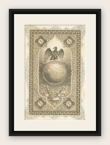 Napoleon Bonaparte, Imperial Eagle and World Allegory, French Engraving, 1843, shown framed