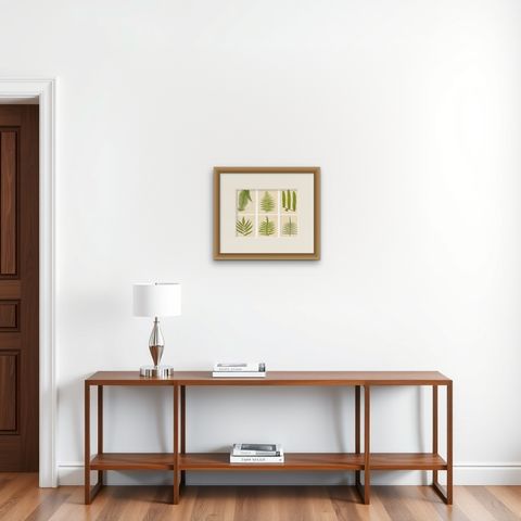 Antique Botanical Fern Lithographs by E.J. Lowe, Set of 6, Published in 1856, shown framed on a wall