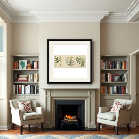 Wild Lettuce, Tansy, and Licorice: Botanical Illustrations from 1819, shown framed in a room