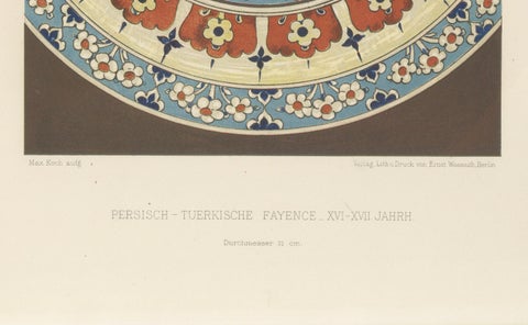 Persian-Turkish Faience Plate with Carnation and Tulip Motif, J.Lessing, 1890, close-up 1