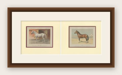 Set of 2 Antique Horse Prints by Simonov, shown framed