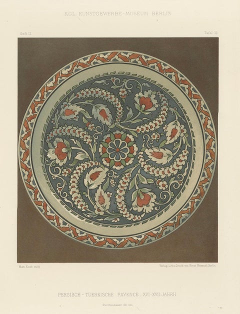 Persian-Turkish Faience Plate with Spiraling Floral Design, Julius Lessing 1890, close-up 5