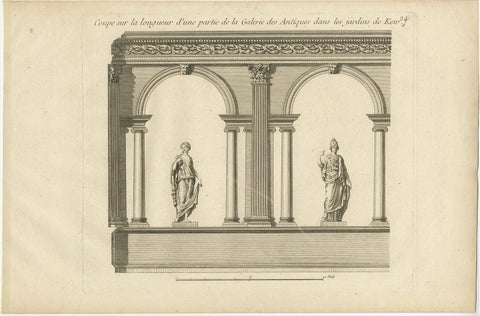 Copper Engraving of a Section of the Royal Botanic Gardens, Kew, London, 1776, view 3