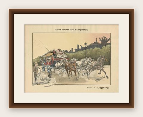 Antique Print of Horse Races, circa 1900, shown framed
