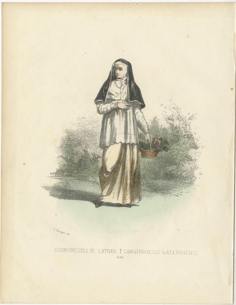 Blossoms of Faith: Handcolored Print of a Lateran Canoness, Plate 80, 1862, view 2