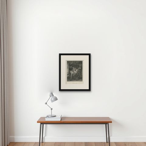 Old Steel Engraving of Salvator Rosa, an Italian Baroque Painter and Poet, c1890, shown framed on a wall