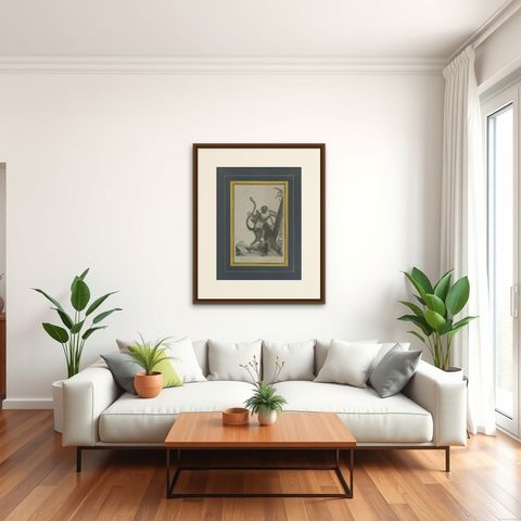 Antique Print of the Green Monkey by Miger, 'c.1808', shown framed in a room
