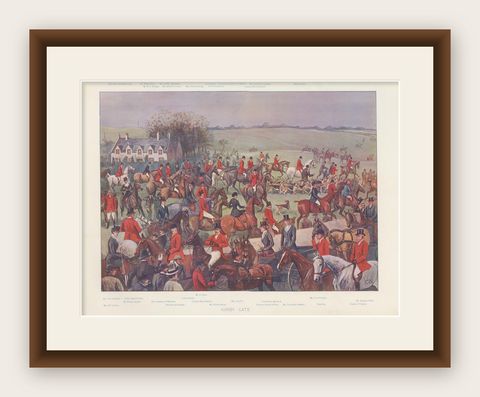 Vanity Fair Fox Hunting Chromolithograph, Quorn Hunt at Kirby Gate, 1901, shown framed