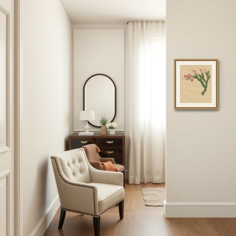 Botanical Beauty: Schlumbergera - The Christmas Cactus, circa 1832, shown framed in a room