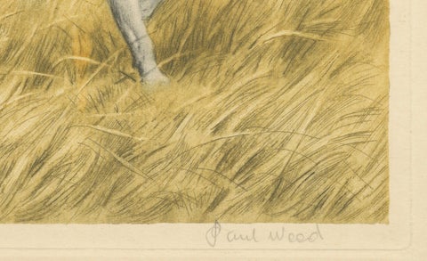 Vintage Hunting Dog Lithograph “Pointer & Mallard” by Paul Wood, New York, 1930, close-up 6