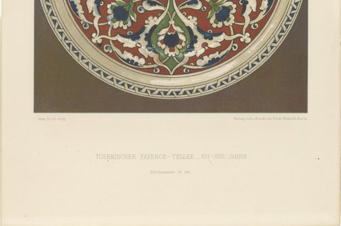 Turkish Faience Plate with Stylized Floral Medallion, J. Lessing, Berlin 1890, close-up 1