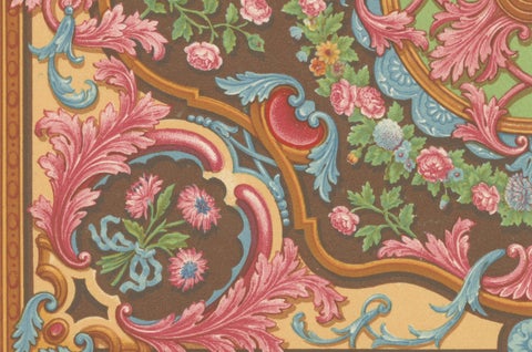 18th Century Rococo Ceiling and Panel Decoration, French Floral Scrolls, 1869, close-up 3
