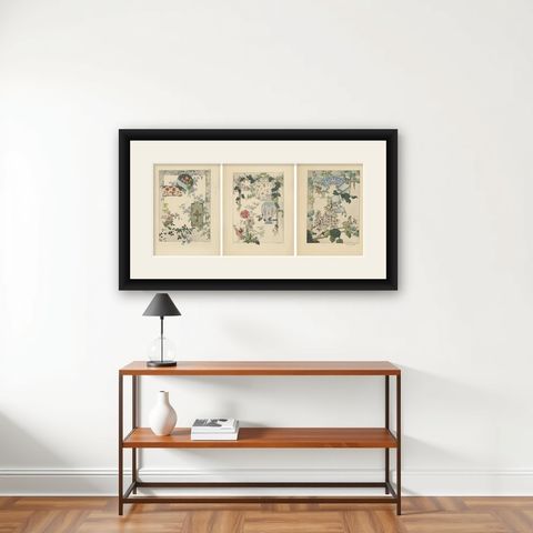 La Flore Décorative An Art Nouveau Tribute to Floral Elegance in 1896, shown framed on a wall