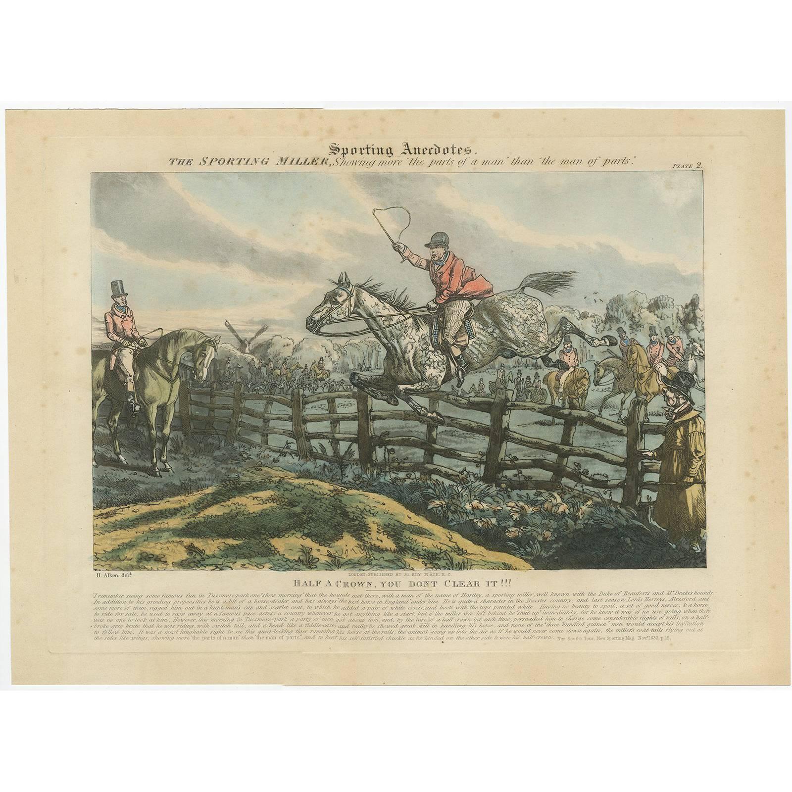Antique Print 'Half a Crown, You Dont Clear It!!!' by H. Alken
