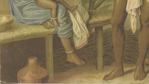 Large Antique Chromolithograph, India Tiger Hunt Scene, Leutemann, ca. 1890, close-up 4