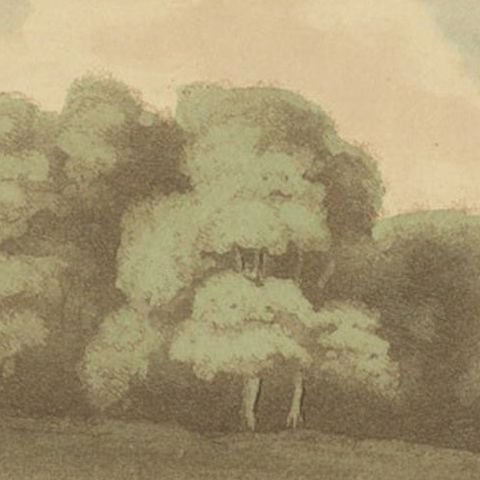 Antique Print of Hunting Dogs Chasing, circa 1880, close-up 1