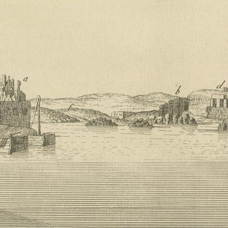 Ancient Syene (Aswan) and Elephantine Island, Egypt Engraving, c.1755, close-up 6