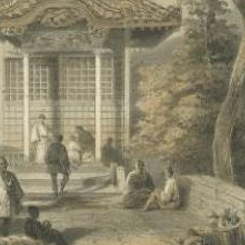 Antique Print of the Mariners Temple in Shimoda by Hawks, 1856, close-up 2