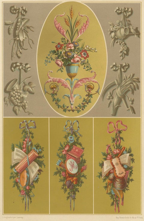 Rococo Motif Ornament, 18th-Century Floral and Allegorical Designs, Plate XCIX, close-up 5
