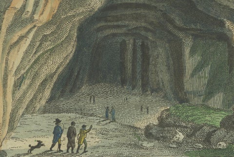 Engraving of the Cave Where the First Giant Prehistoric Reptile was found, 1798, close-up 2