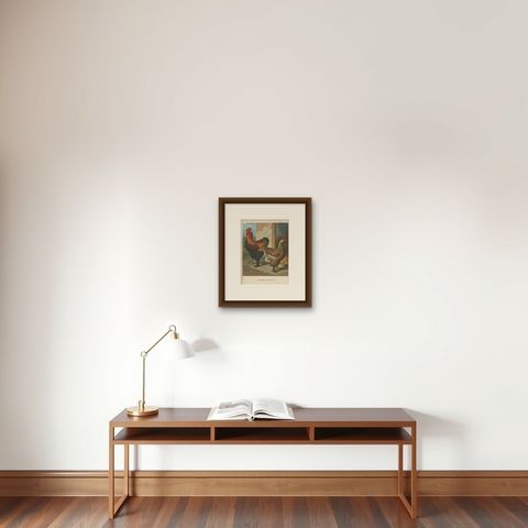 The Magnificent Partridge Cochinchina - A Rare 19th Century Poultry Lithograph, shown framed on a wall