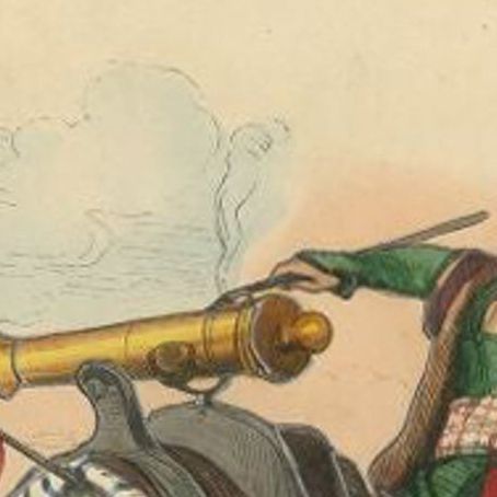 Antique Print of a Persian Gunner with a Camel, 1843, close-up 1