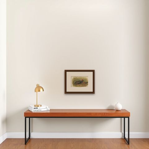 Antique Bird Print of the Red-Crested Wood-Quail by Hume & Marshall, 1879, shown framed on a wall