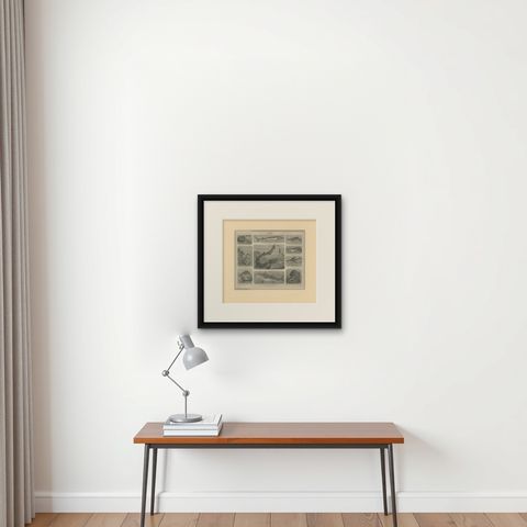 Antique Print of Tuna and Other Fishes, c.1890', shown framed on a wall