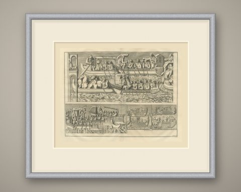 Oared Galleys and Horse Transports from Trajan's Column, 1722, shown framed