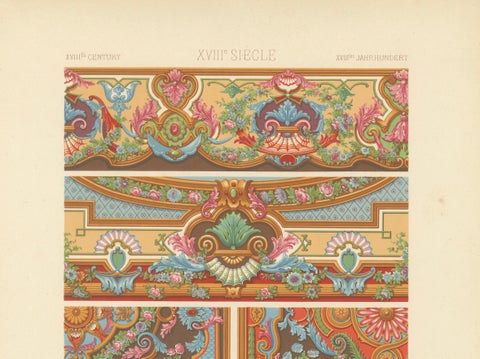 18th Century Rococo Ceiling and Panel Decoration, French Floral Scrolls, 1869, close-up 2