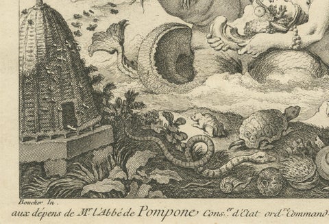 Allegorical Print of Lithology and Conchology by Boucher Fils, 18th Century, close-up 4