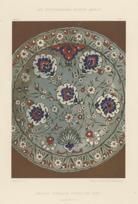 Persian-Turkish Faience Plate with Carnation Motif, Julius Lessing, Berlin 1890, close-up 5