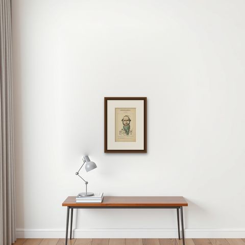 Imperial Menagerie: Eugène Rouher - The Parrot (Domesticity - Boastfulness) 1870, shown framed on a wall