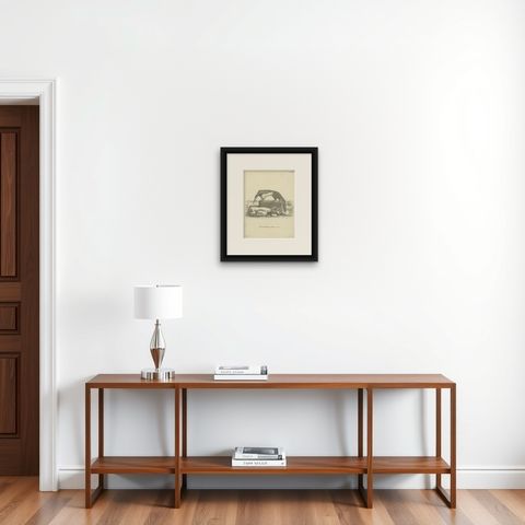 Giant Anteater, Antique Zoological Engraving by De Sève & Leitner, ca.1800, shown framed on a wall