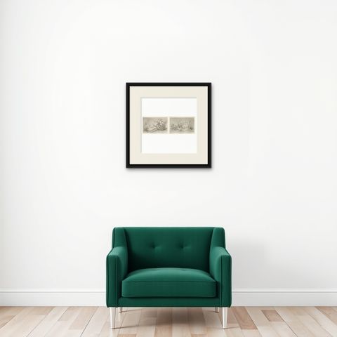 Japanese Nature Scene Prints: Delicate 19th-Century Botanical & Bird Etchings, shown framed on a wall