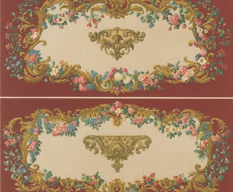 18th Century French Wall and Border Decoration, Rococo Floral Frames, Plate XCI, close-up 2