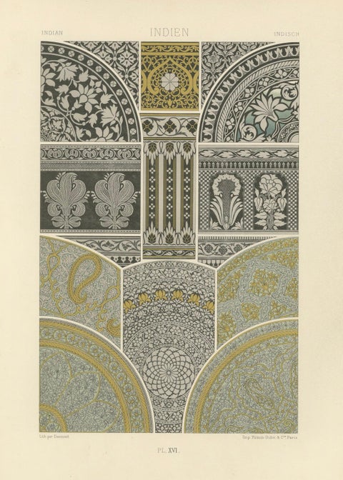 Indian Architectural Ornament, Mughal Floral & Geometric Motifs, ca.1869, close-up 4