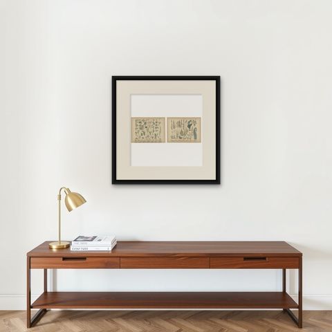 Antique Botanical Atlas Plates, Hand-Colored Wood Engravings, 1885, shown framed on a wall
