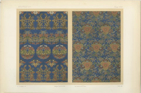 Japanese Chrysanthemum and Cloud Patterns: Antique Lithograph, 1880s, view 2