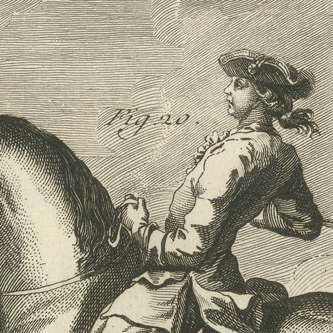 Antique Print of Horse Riding, Ballotade, close-up 1