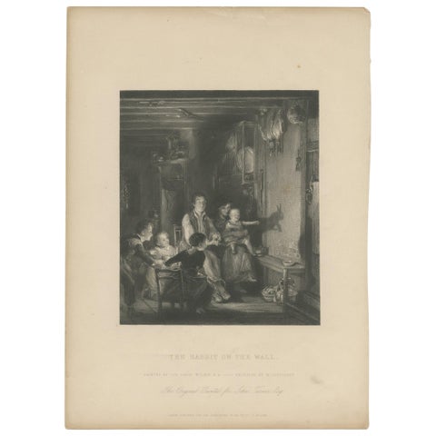 Antique Print of a Family and a Child Projecting a Rabbit on the Wall, 'c.1880'