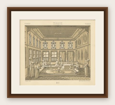 Turkey - Turque Antique Chromolithograph Print, Circa 1880, shown framed