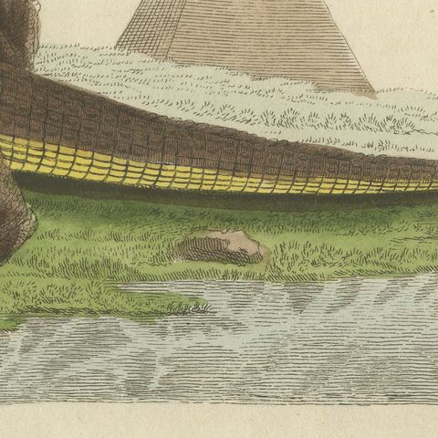 Crocodiles with an Egyptian Pyramid, Antique Bertuch Print, Vienna, circa 1805, close-up 5