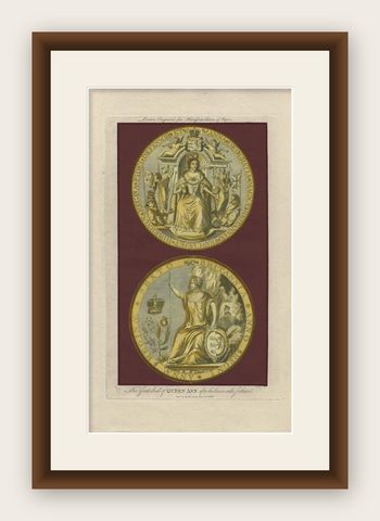 Great Seal of Queen Anne After Union with Scotland, Harrison 1786, shown framed