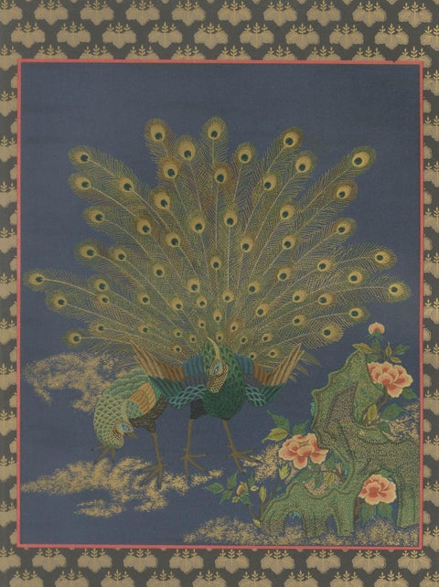 Japanese Peacocks in Full Plumage: Antique Lithograph, 1880s, close-up 5