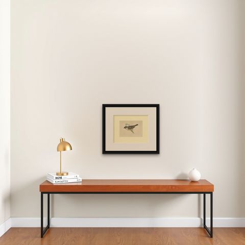 Antique Bird Print of a Tree Sparrow, shown framed on a wall